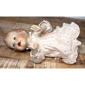 Yolanda Bello 1990 Crawling Baby Doll Porcelain Head & Limbs Floral Dress Collec